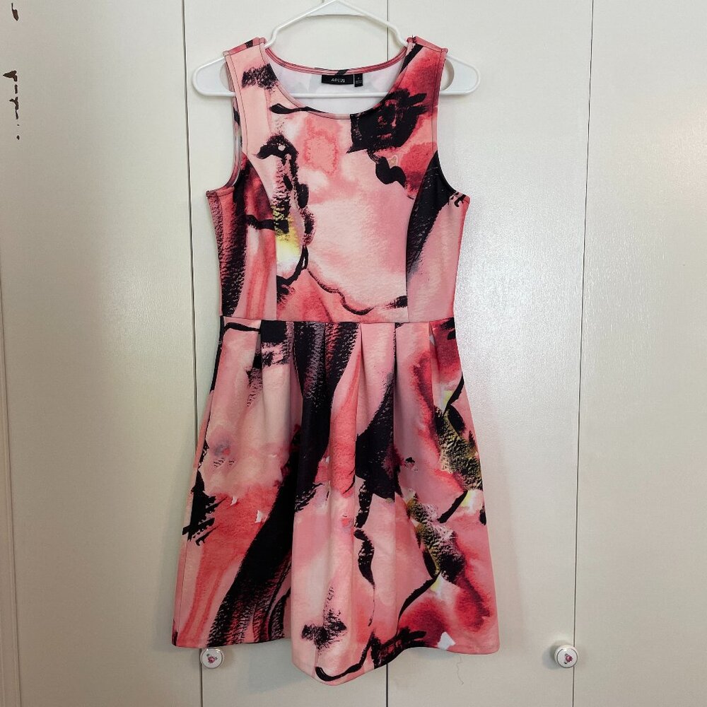 Pink and Black Princess Waist Dress with Pockets Size 8